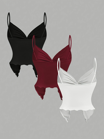 Γυναικεία τοπ χωρίς μανίκια με στριφτό μπροστινό σχέδιο και διασταυρούμενο μπροστινό μέρος, sling στυλ, στενή εφαρμογή, 95% πολυεστέρας