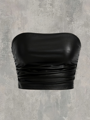 Τοπ με έναν ώμο, με πτυχώσεις, στενή γραμμή, ριγέ/καρό (πολυεστέρας 95%+), γυναικείο street hipster στυλ