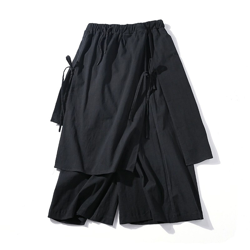 Мъжки хибрид панталон–пола със неравномерен разрез, универсален есенен стил