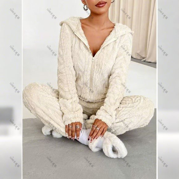 Ολόσωμη φόρμα με κουκούλα, φερμουάρ, βαθύ V, μακριά μανίκια, πολυεστέρα 95%+