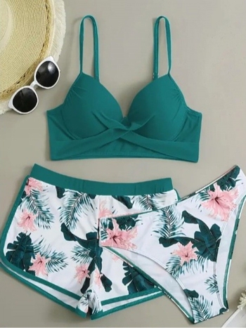 Ženski push-up bikini kupaći kostim — poliester-elastan tkanina, jastučići u gornjem dijelu, bez ojačanja, bez naramenica, klasičan bikini kroj