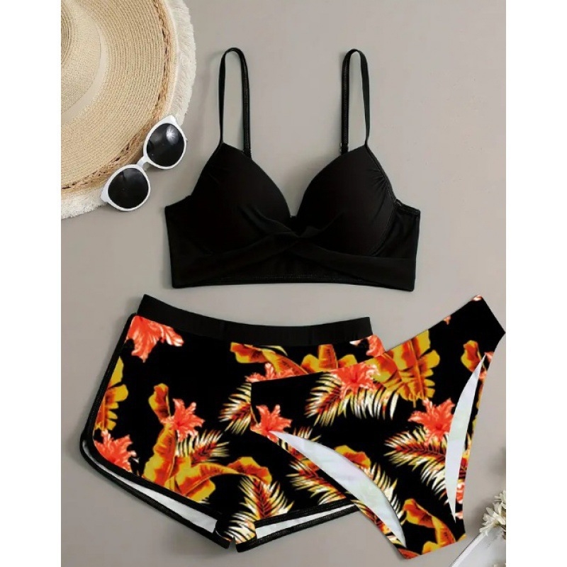 Ženski push-up bikini kupaći kostim — poliester-elastan tkanina, jastučići u gornjem dijelu, bez ojačanja, bez naramenica, klasičan bikini kroj
