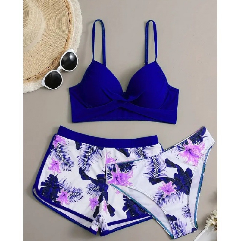 Ženski push-up bikini kupaći kostim — poliester-elastan tkanina, jastučići u gornjem dijelu, bez ojačanja, bez naramenica, klasičan bikini kroj