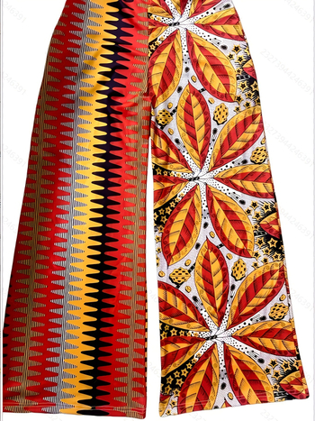 Ολόσωμη φόρμα με τιράντες, ανοιχτή πλάτη, κορδόνι μέσης, εκτύπωση, σχίσιμο, φαρδιά παντελόνια