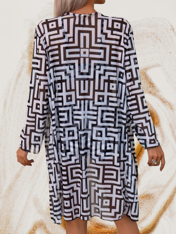 Set bikini din trei piese, imprimat, cu acoperire cu mâneci lungi, top căptușit, poliester 82% / căptușeală 18%, 180 g/m², pentru femei adulte