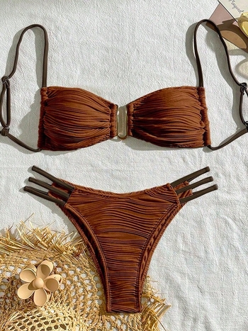 Γυναικείο μπικίνι με σωληνοειδή πάνω μέρος, U-λαιμό, χωρίς πλάτη, με επένδυση στήθους, πολυεστέρας με επένδυση από σπαντέξ