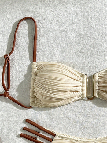 Γυναικείο μπικίνι με σωληνοειδή πάνω μέρος, U-λαιμό, χωρίς πλάτη, με επένδυση στήθους, πολυεστέρας με επένδυση από σπαντέξ