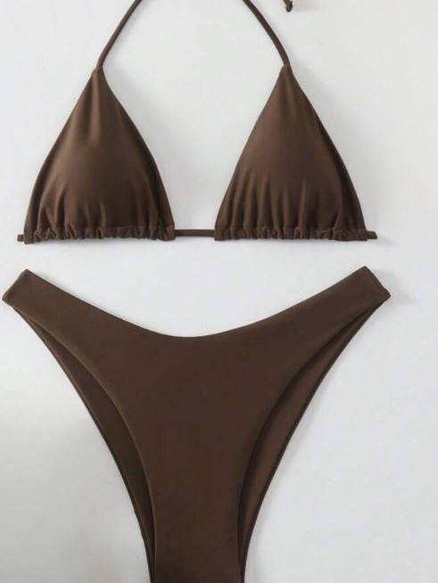 Ženski dvodijelni bikini, visok struk, otvorena leđa, jastučići za grudi, najlon s podstavom od spandeksa