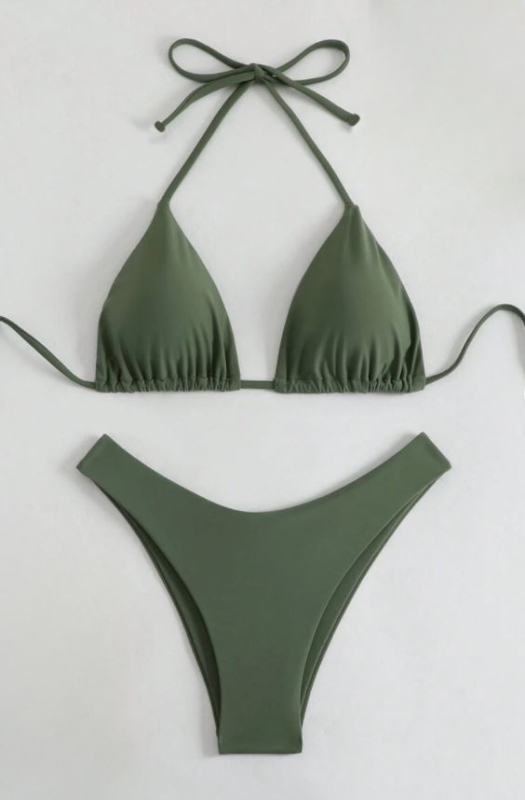 Ženski dvodijelni bikini, visok struk, otvorena leđa, jastučići za grudi, najlon s podstavom od spandeksa