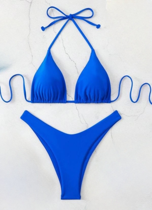 Ženski dvodijelni bikini, visok struk, otvorena leđa, jastučići za grudi, najlon s podstavom od spandeksa