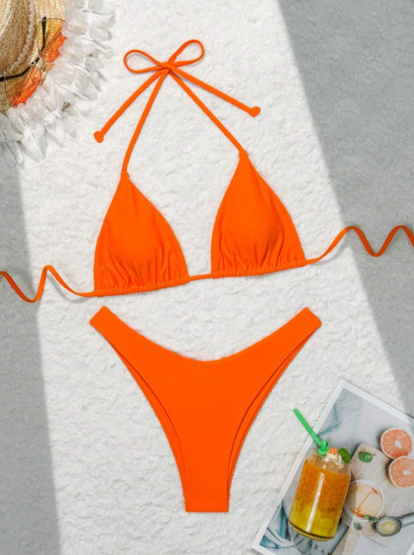 Ženski dvodijelni bikini, visok struk, otvorena leđa, jastučići za grudi, najlon s podstavom od spandeksa