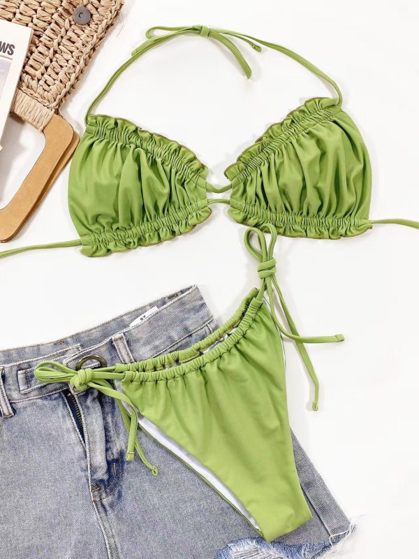 Ženski bikini s otvorenim leđima i trakama - tkanina 80% najlon, podstava 80% najlon, gustoća 110 g/m², bez rukava, donji dio u stilu briefs