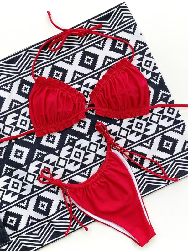 Ženski bikini s otvorenim leđima i trakama - tkanina 80% najlon, podstava 80% najlon, gustoća 110 g/m², bez rukava, donji dio u stilu briefs