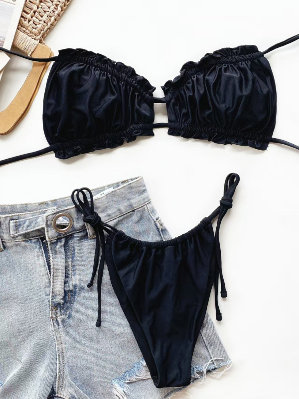Ženski bikini s otvorenim leđima i trakama - tkanina 80% najlon, podstava 80% najlon, gustoća 110 g/m², bez rukava, donji dio u stilu briefs