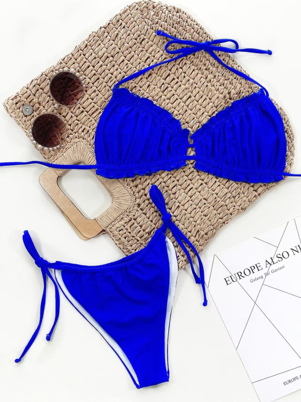 Ženski bikini s otvorenim leđima i trakama - tkanina 80% najlon, podstava 80% najlon, gustoća 110 g/m², bez rukava, donji dio u stilu briefs