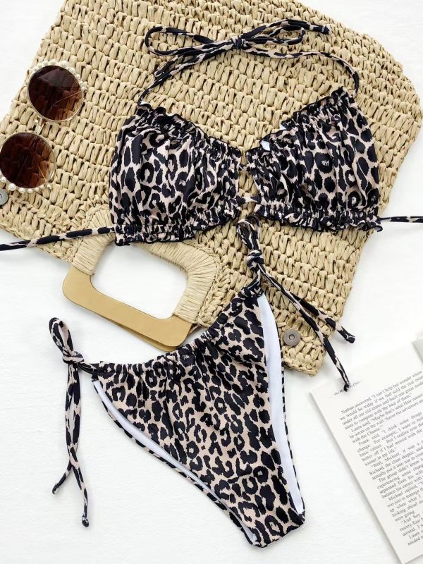 Ženski bikini s otvorenim leđima i trakama - tkanina 80% najlon, podstava 80% najlon, gustoća 110 g/m², bez rukava, donji dio u stilu briefs