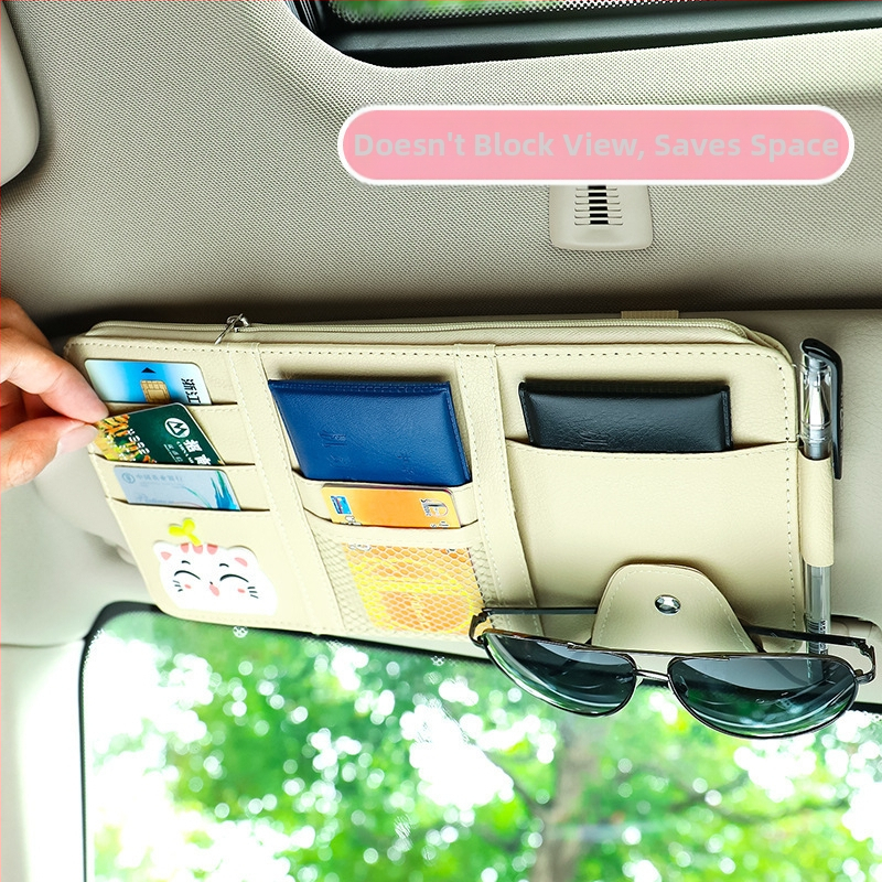 Многофункционален държач за автомобилен слънчев визьор с джоб за карти и ID