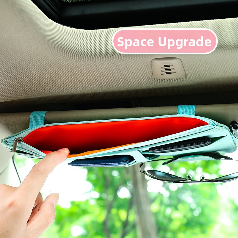 Многофункционален държач за автомобилен слънчев визьор с джоб за карти и ID