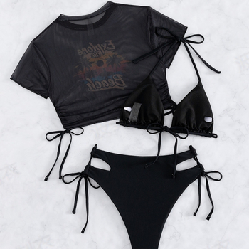 Τριών τεμαχίων σετ μπικίνι με μαξιλαράκια στήθους, σεξουαλικά εφαρμοστό, υψηλή ελαστικότητα · ύφασμα νάιλον 80% και επένδυση πολυεστέρα 82%