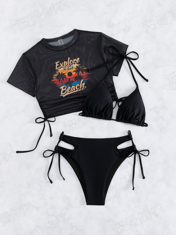 Τριών τεμαχίων σετ μπικίνι με μαξιλαράκια στήθους, σεξουαλικά εφαρμοστό, υψηλή ελαστικότητα · ύφασμα νάιλον 80% και επένδυση πολυεστέρα 82%