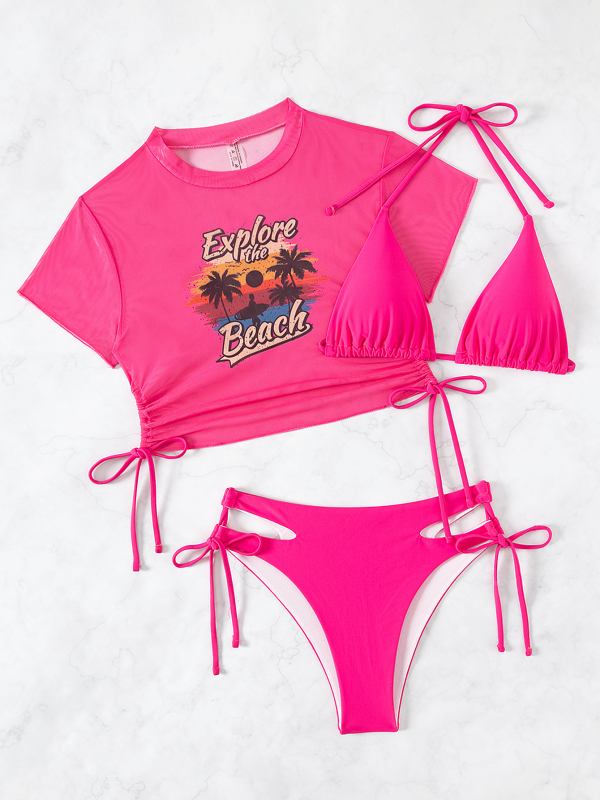 Τριών τεμαχίων σετ μπικίνι με μαξιλαράκια στήθους, σεξουαλικά εφαρμοστό, υψηλή ελαστικότητα · ύφασμα νάιλον 80% και επένδυση πολυεστέρα 82%