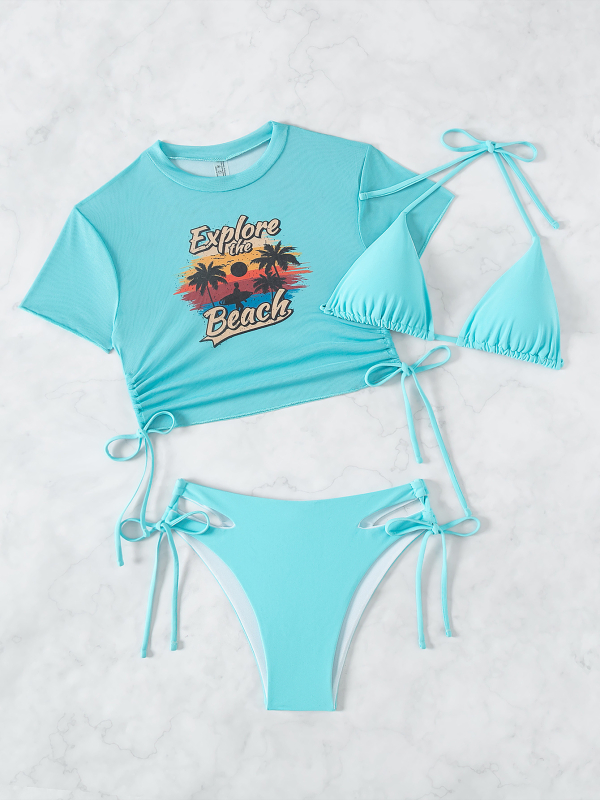 Τριών τεμαχίων σετ μπικίνι με μαξιλαράκια στήθους, σεξουαλικά εφαρμοστό, υψηλή ελαστικότητα · ύφασμα νάιλον 80% και επένδυση πολυεστέρα 82%