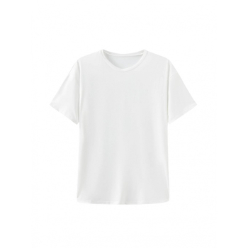 Βαμβακερή κοντομάνικη μπλούζα με στρογγυλή λαιμόκοψη και 3D μοτίβο, μεσαίο μήκος.