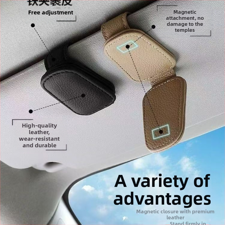 Auto klip na okuliare s magnetickým nasávaním a skladacím dizajnom; univerzálna kompatibilita; materiál: Iné; funkcia: Klip na okuliare; prispôsobenie: Áno; životnosť: 5 rokov