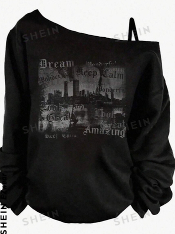 Μακρυμάνικη T‑shirt με γράμματα graffiti — Πολυεστέρας; μακρύ μανίκι; graffiti γράμματα; καθημερινό στυλ; άνοιξη 2025