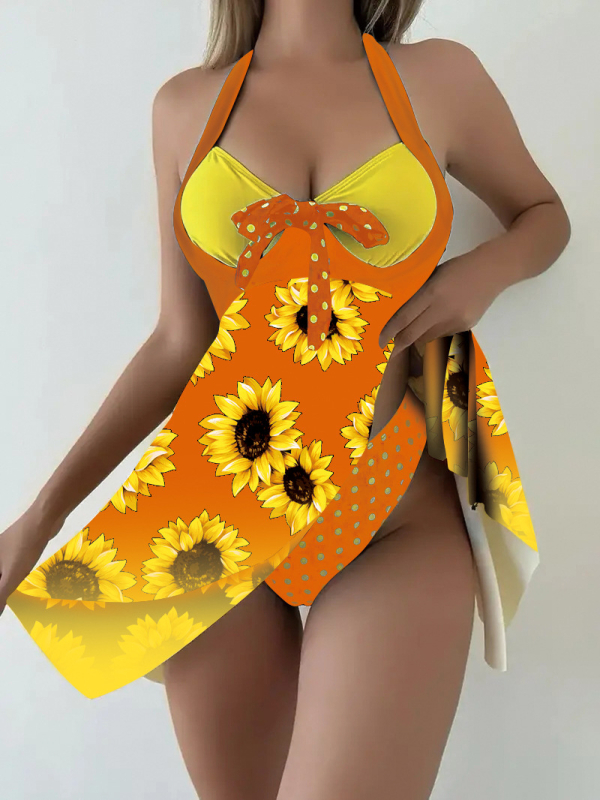Set de costum de baie din două părți, cu imprimeu floral, cu burete pentru bust și fără suport din oțel, fără mâneci, material poliester cu 82% nylon și căptușeală poliester 95%, potrivit pentru înot și sporturi acvatice