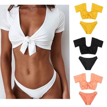 Dvostruki bikini od poliestera s jastučićima za prsa, tkanina 85% poliestera, 140 g, kratki rukavi, podstava poliester