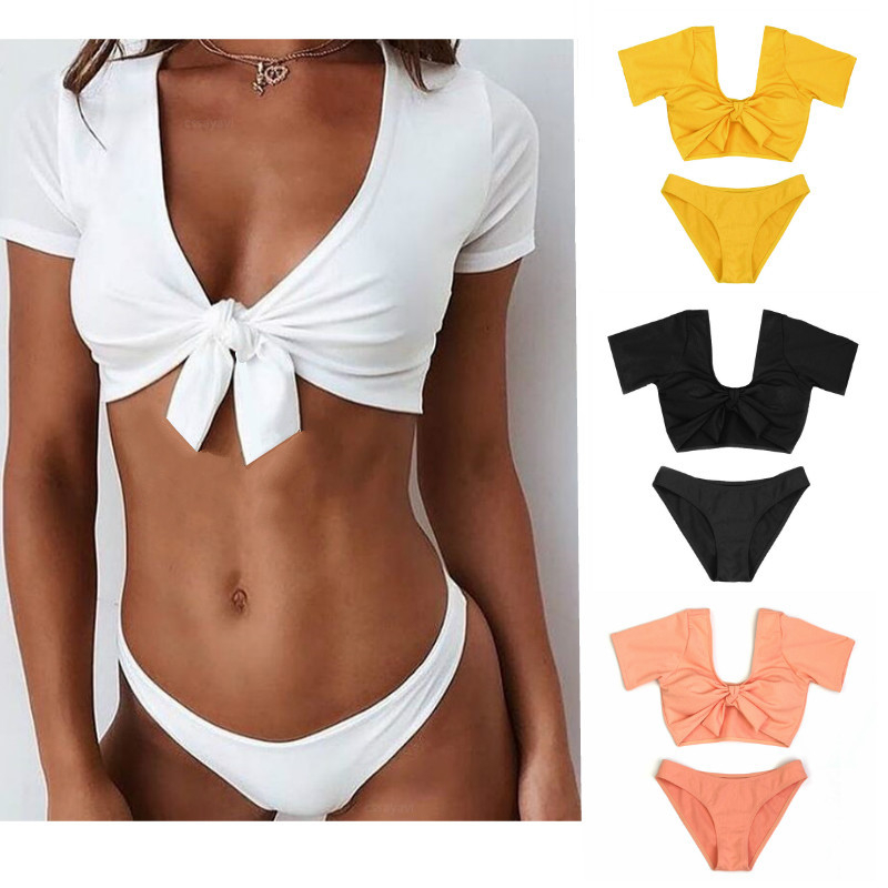 Dvostruki bikini od poliestera s jastučićima za prsa, tkanina 85% poliestera, 140 g, kratki rukavi, podstava poliester