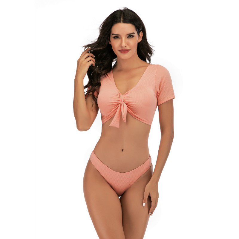 Dvostruki bikini od poliestera s jastučićima za prsa, tkanina 85% poliestera, 140 g, kratki rukavi, podstava poliester