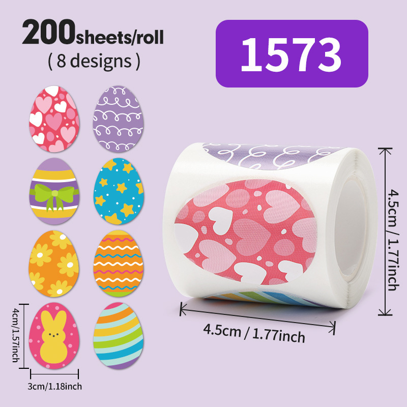 Rola de autocolante Paște pentru copii – ouă drăguțe pentru jurnal, autocolante sigilare, imprimare în stil Nordic, lipire ușoară