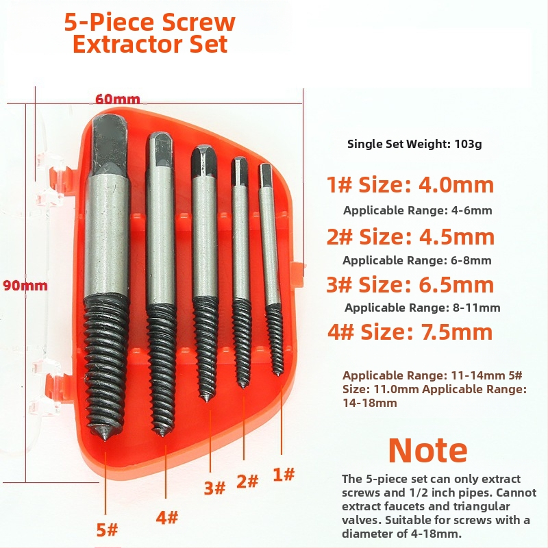 Извличач за счупени винтове за кранове и водопроводни тръби | Xinmutian, въглеродна стомана