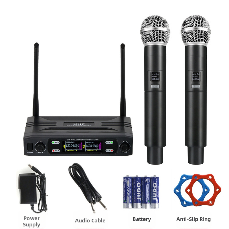 Οικιακό μικρόφωνο KTV Karaoke με LED οθόνη και ενισχυτή; εύρος απόκρισης συχνότητας 100 Hz–20 kHz; SNR ≥60 dB; ισχύς εξόδου 5 W; αποσπώμενη μπαταρία 800–1000 mAh