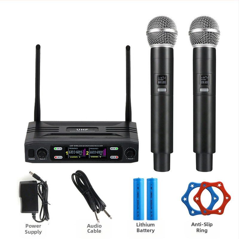 Οικιακό μικρόφωνο KTV Karaoke με LED οθόνη και ενισχυτή; εύρος απόκρισης συχνότητας 100 Hz–20 kHz; SNR ≥60 dB; ισχύς εξόδου 5 W; αποσπώμενη μπαταρία 800–1000 mAh