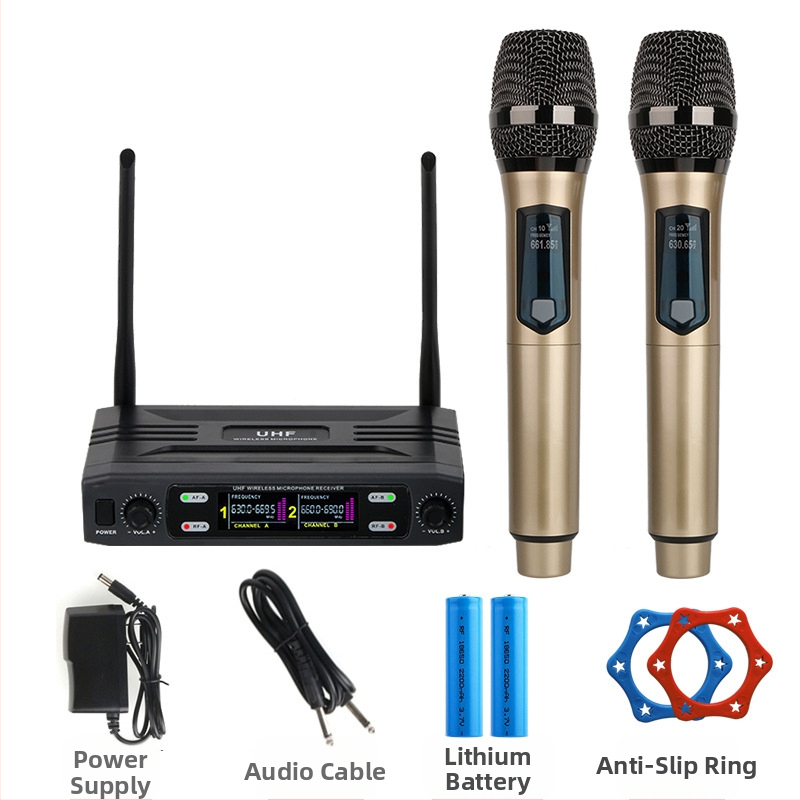 Οικιακό μικρόφωνο KTV Karaoke με LED οθόνη και ενισχυτή; εύρος απόκρισης συχνότητας 100 Hz–20 kHz; SNR ≥60 dB; ισχύς εξόδου 5 W; αποσπώμενη μπαταρία 800–1000 mAh