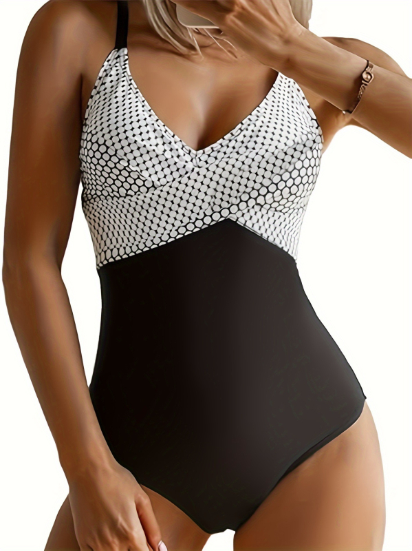 Costum de baie întreg imprimat, poliester 180 g/m², căptușeală poliester 18%, cu burete pentru bust și fără sârmă