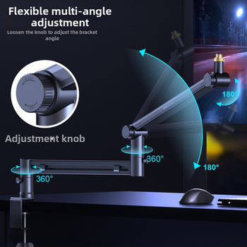 RODD AK-58 στήριξη μικροφώνου για επιφάνεια εργασίας, ρυθμιζόμενη με διαχείριση καλωδίων, συμβατή με κινητό και PC για ζωντανή μετάδοση και εγγραφή