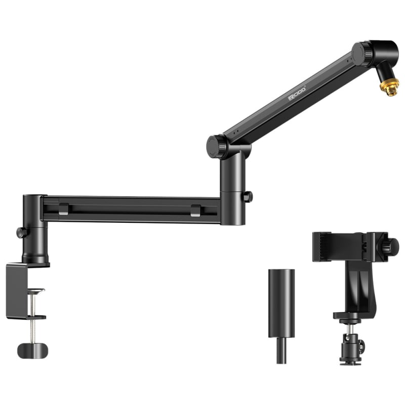 RODD AK-58 στήριξη μικροφώνου για επιφάνεια εργασίας, ρυθμιζόμενη με διαχείριση καλωδίων, συμβατή με κινητό και PC για ζωντανή μετάδοση και εγγραφή