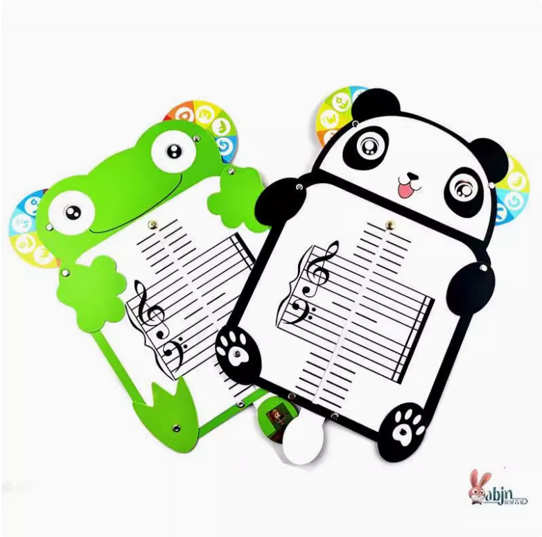 Tablea Spectrum pentru recunoașterea notelor pe portativ, design cu animale desenate, instrument educațional pentru pian, tablă mobilă de antrenament și predare a teoriei muzicii.