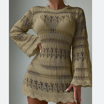 Παραθαλάσσιο κάλυμμα με διάτρητο πλέγμα, μακριά μανίκια για προστασία από τον ήλιο, ύφασμα πολυεστέρας 100%, επένδυση πολυεστέρας, βάρος 211 g, κατάλληλο για παραλία και κολύμβηση