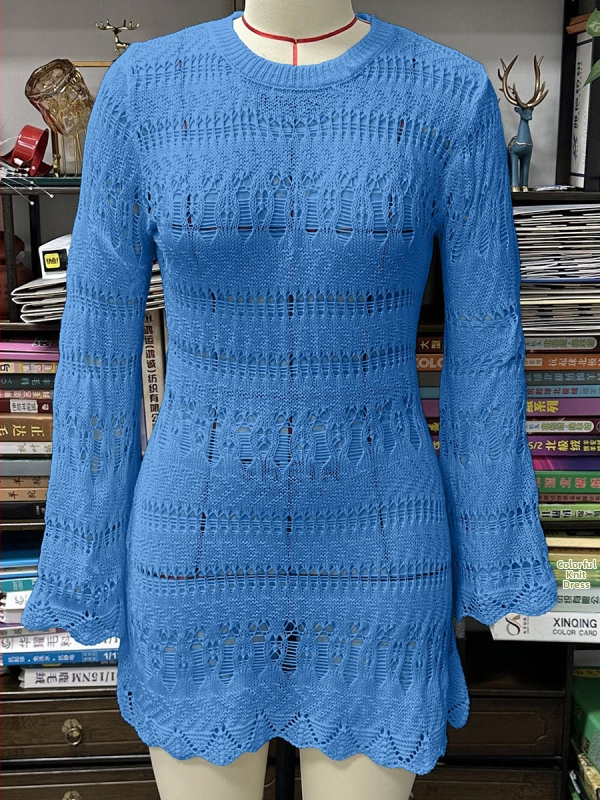 Παραθαλάσσιο κάλυμμα με διάτρητο πλέγμα, μακριά μανίκια για προστασία από τον ήλιο, ύφασμα πολυεστέρας 100%, επένδυση πολυεστέρας, βάρος 211 g, κατάλληλο για παραλία και κολύμβηση