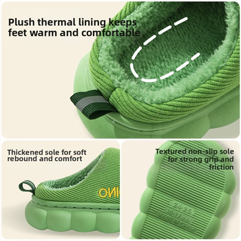 Bērnu kokvilnas čības, unisex, ar karikatūras rakstu, adīta augšdaļa no kokvilnas, PVC zole, antislīdējošas un siltas iekšējās čības