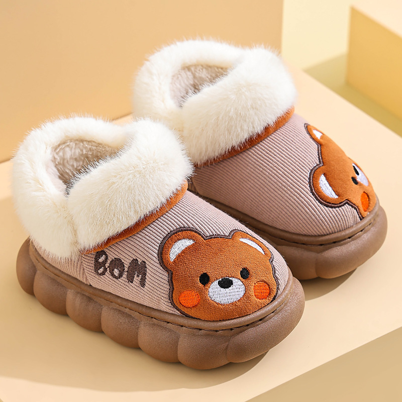 Bērnu kokvilnas čības, unisex, ar karikatūras rakstu, adīta augšdaļa no kokvilnas, PVC zole, antislīdējošas un siltas iekšējās čības