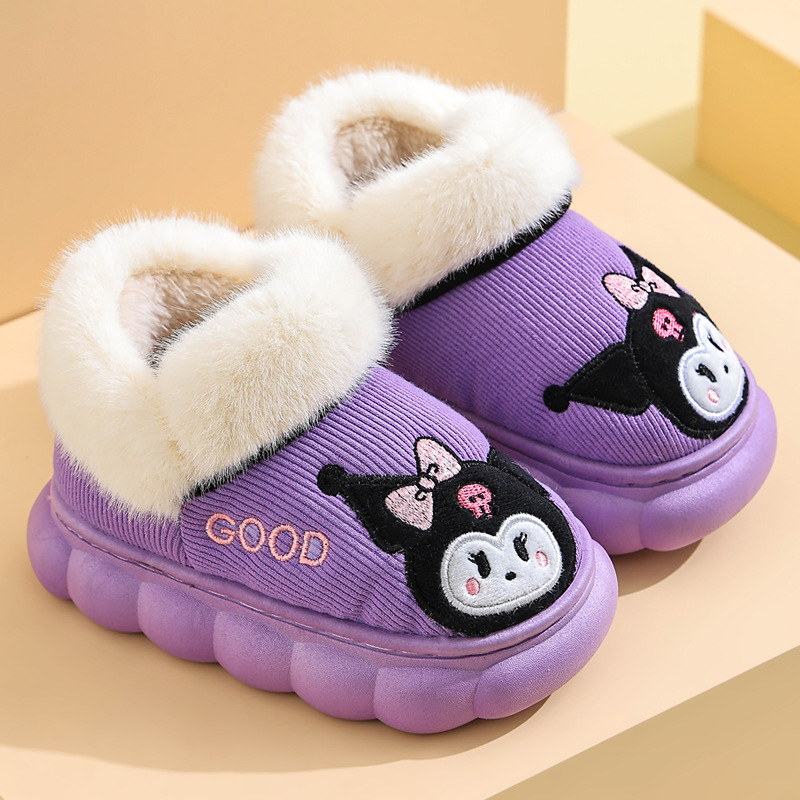 Bērnu kokvilnas čības, unisex, ar karikatūras rakstu, adīta augšdaļa no kokvilnas, PVC zole, antislīdējošas un siltas iekšējās čības