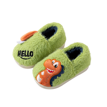 Ziemas bērnu kokvilnas čības ar dinosaura tēlu, neslīdoša TPR zole, biezinātas, viegli uzvilkt, vecums 1–6 gadi