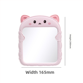 Сгъваемо настолно огледало за грим с дизайн котешки уши, пластмасова рамка, сребърно огледало