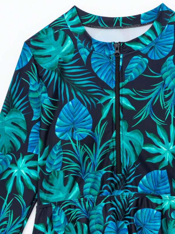 Σετ μαγιό τριών τεμαχίων με μοτίβο φύλλου σφενδάμου, με επένδυση στήθους, ύφασμα πολυεστέρα-ελαστάν, επένδυση